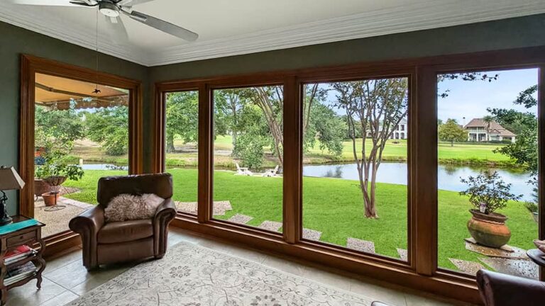 Wall full of interior wood windows