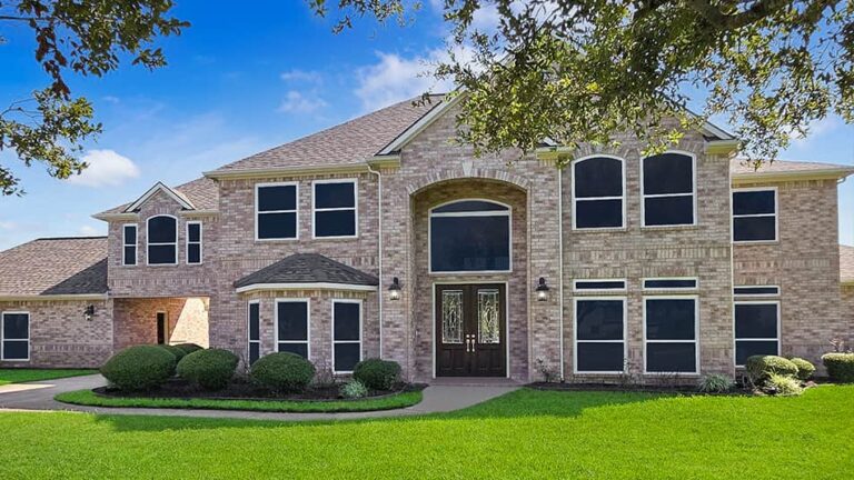 Two-story brick home exterior